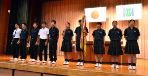 全校朝礼　テニス表彰